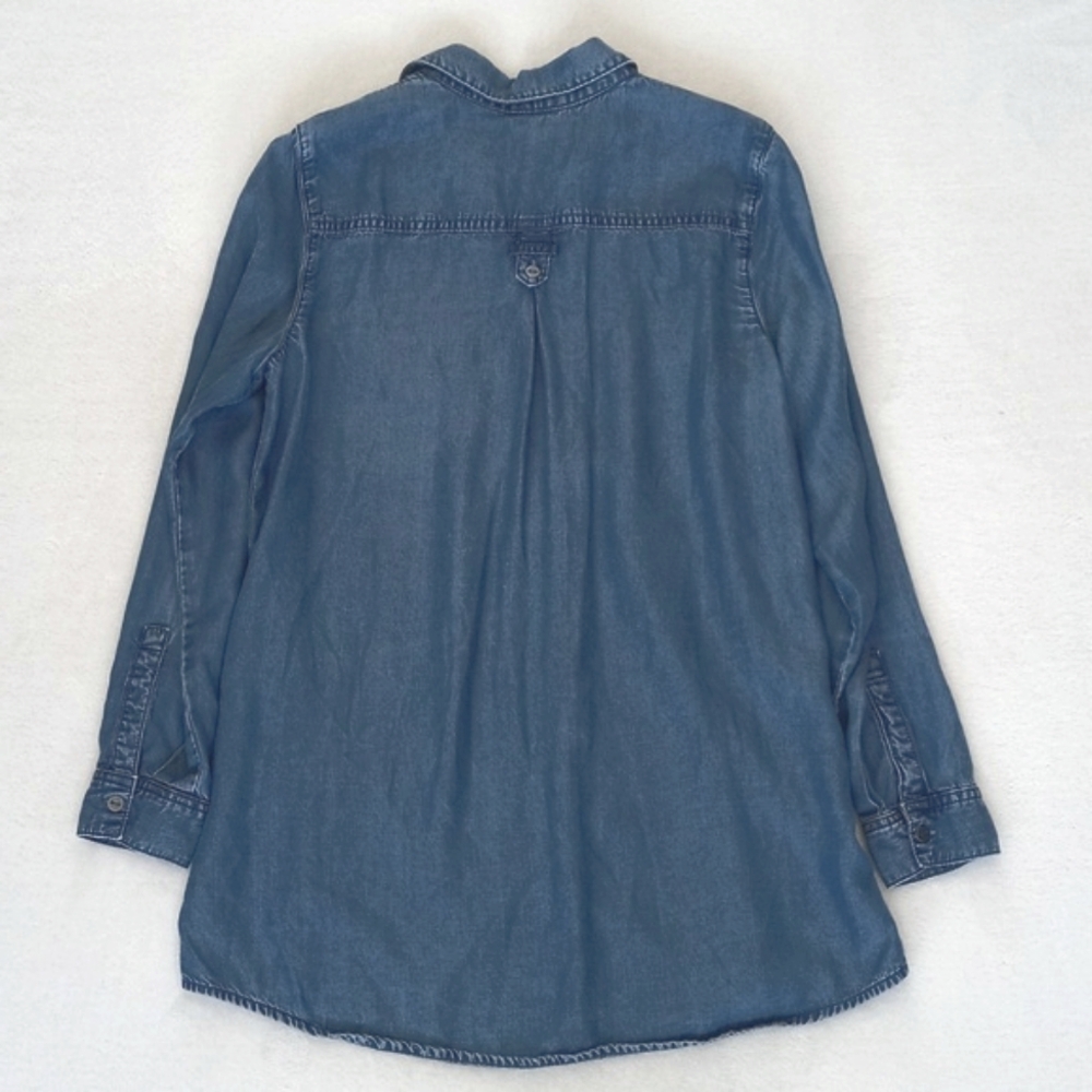 J. Jill Chambray Denim Lyocell Long Sleeve Button Down/ Side Boyfriend Shirt XSP - Picture 9 of 15